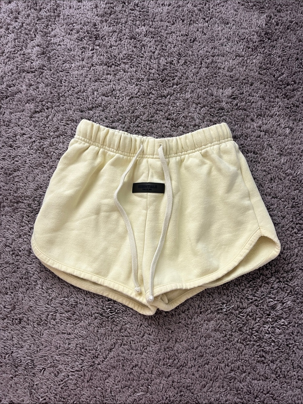 Essentials Cream Terry Drawstring Athletic Shorts